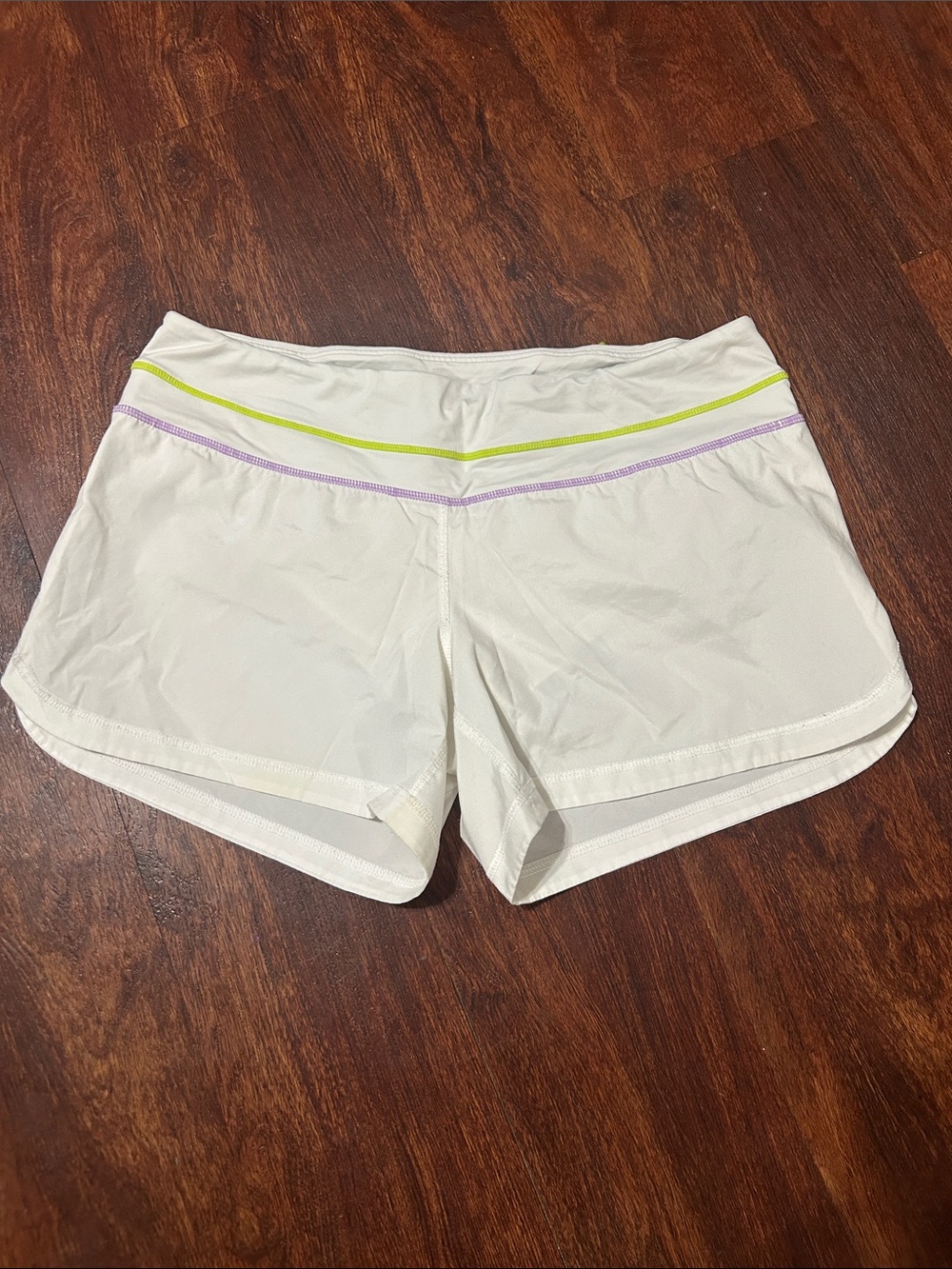 lululemon athletica White Athletic Shorts with Lime & Lavender Trim